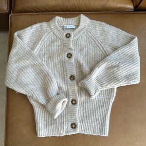 ZARA ribbed knit cardigan jacket alpaca and wool blend